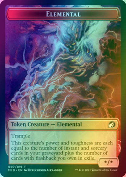 Clue Token (16) // Elemental Token (07) [Innistrad: Midnight Hunt: Tokens] [Foil]