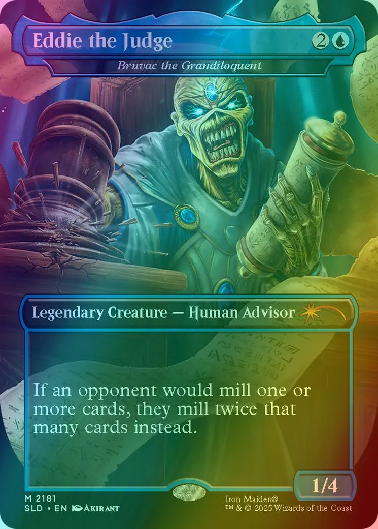 Eddie the Judge - Bruvac the Grandiloquent [2181] [Borderless] [Iron Maiden: Eddie Unchained] [Secret Lair Drop] [Rainbow Foil]