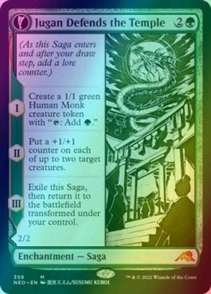 Jugan Defends the Temple // Remnant of the Rising Star [359] [Soft Glow Showcase] [Kamigawa: Neon Dynasty] [Foil]