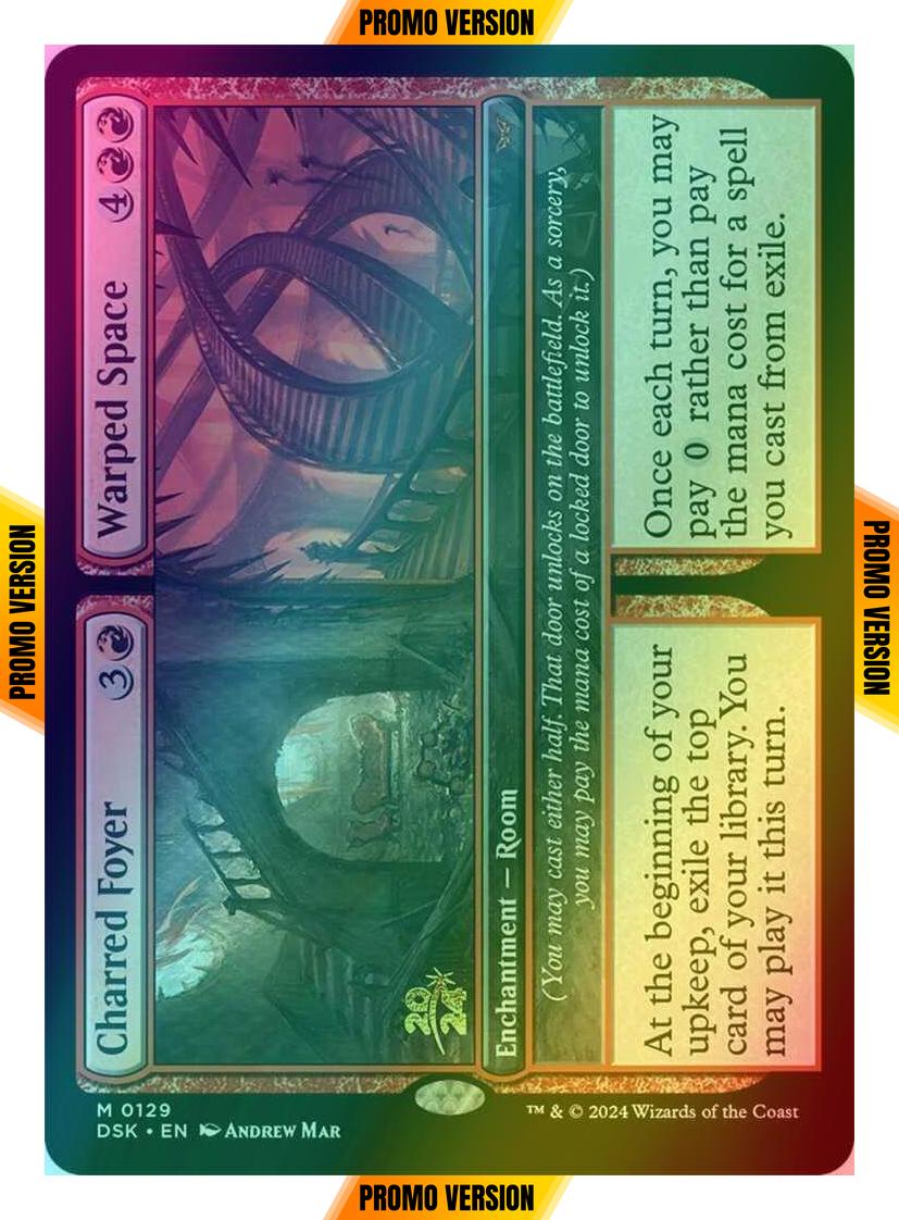 Charred Foyer // Warped Space [129s] [Prerelease] [Duskmourn: House of Horror: Promos] [Foil]