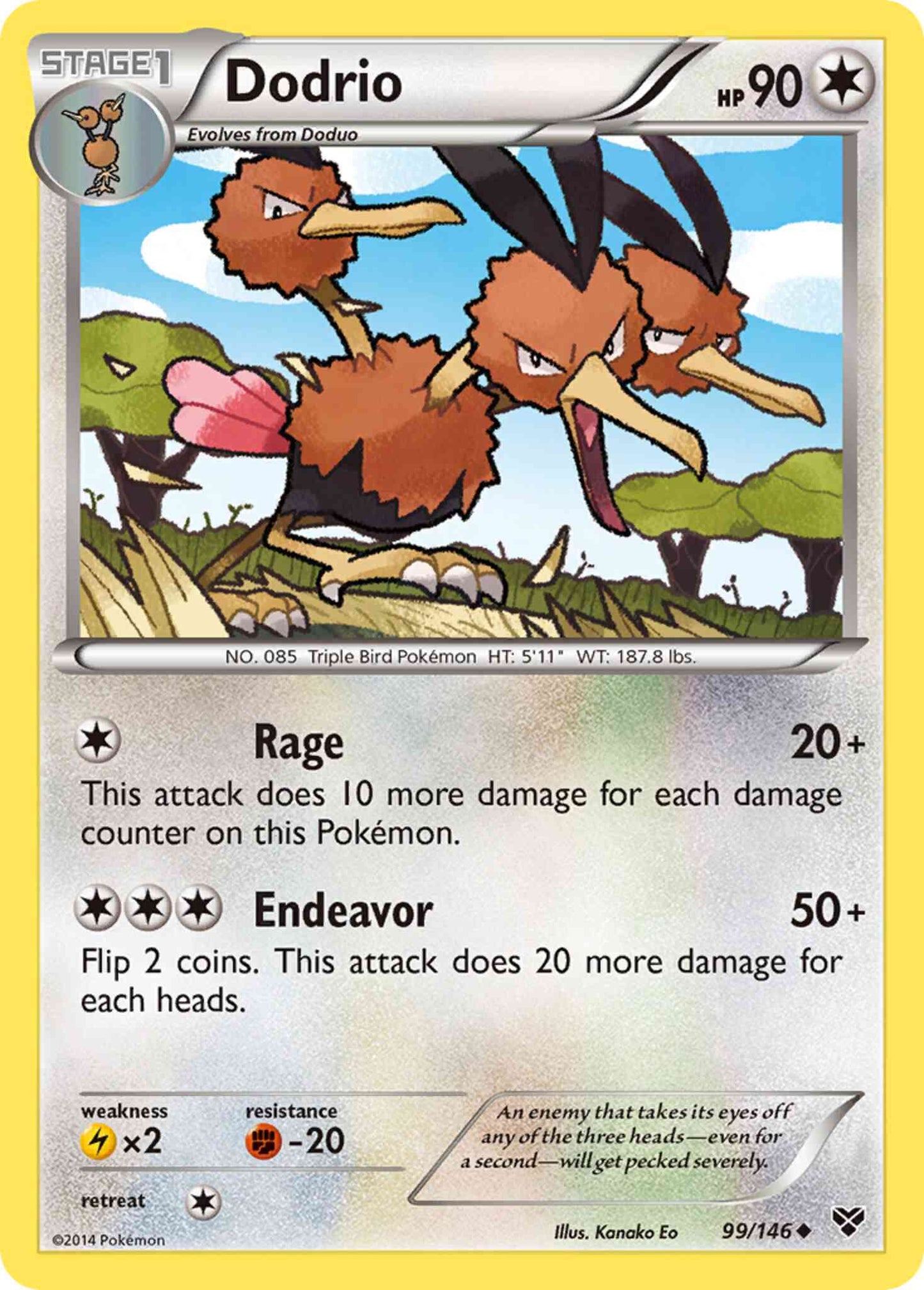 Dodrio - 99/146 - Uncommon [xy1-99] [Non-Holo]