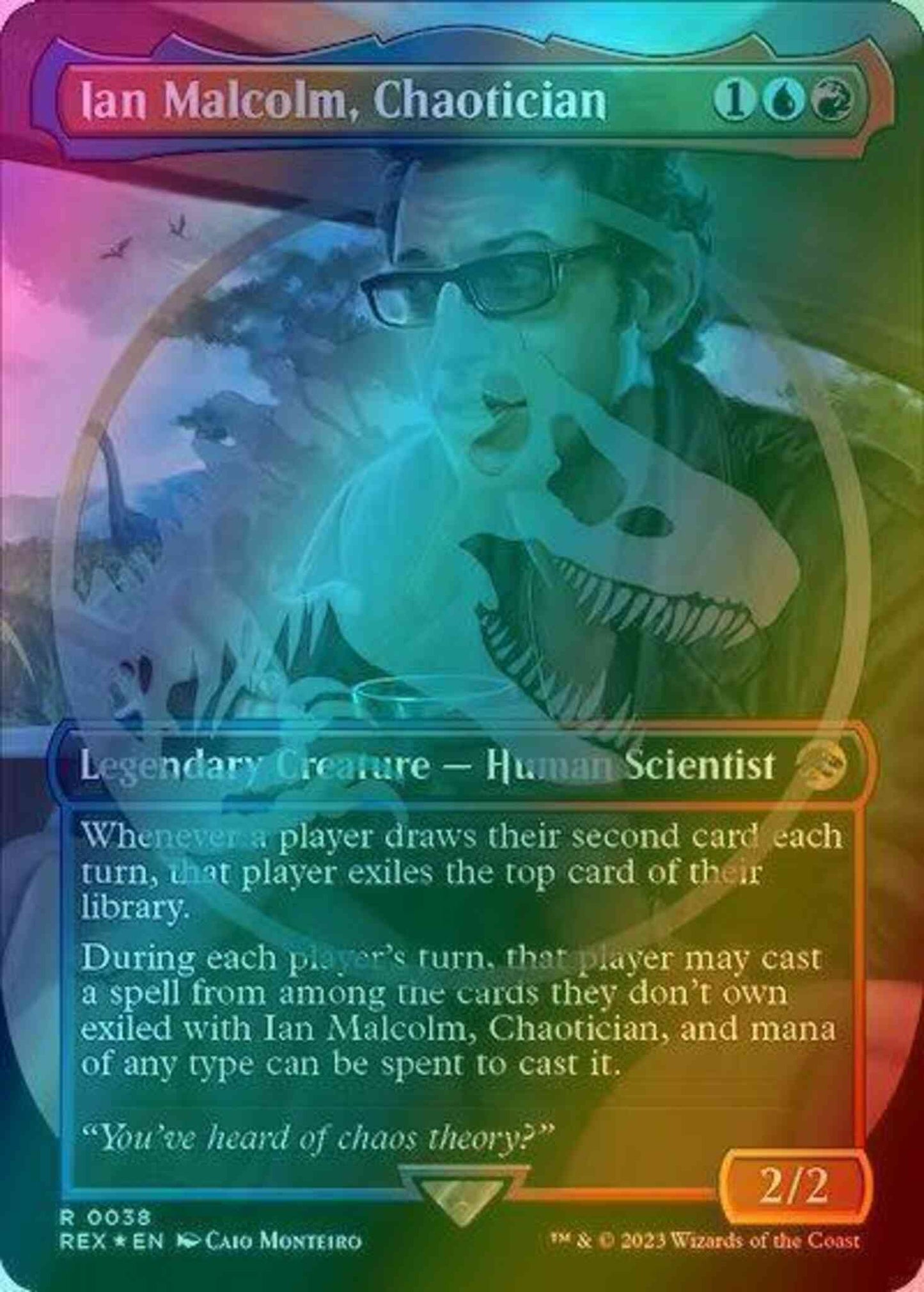 Ian Malcolm, Chaotician [38] [Borderless] [Emblem] [Universes Beyond: Jurassic World Collection] [Foil]