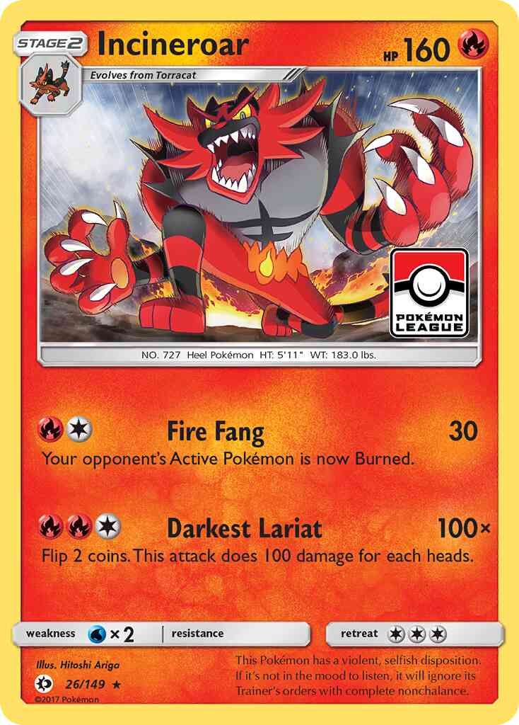 Incineroar - 26/149 - Rare [sm1-26] [Non-Holo]
