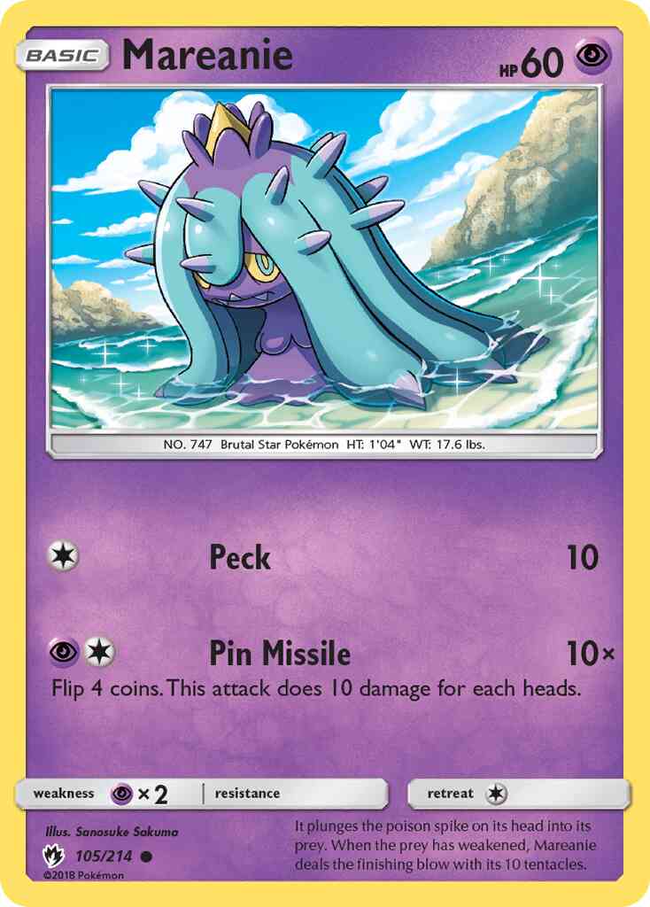 Mareanie - 105/214 - Common [sm8-105] [Reverse Holo]