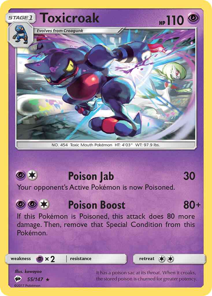 Toxicroak - 55/147 - Rare [sm3-55] [Non-Holo]