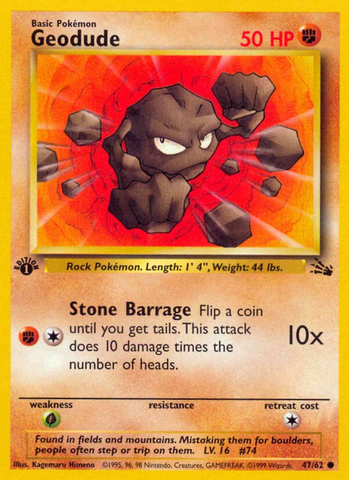 Geodude - 47/62 - Common - 1st Edition [base3-47] [Non-Holo]