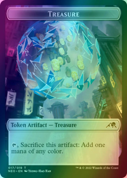 Samurai Token (03) // Treasure Token (17) [Kamigawa: Neon Dynasty: Tokens] [Foil]