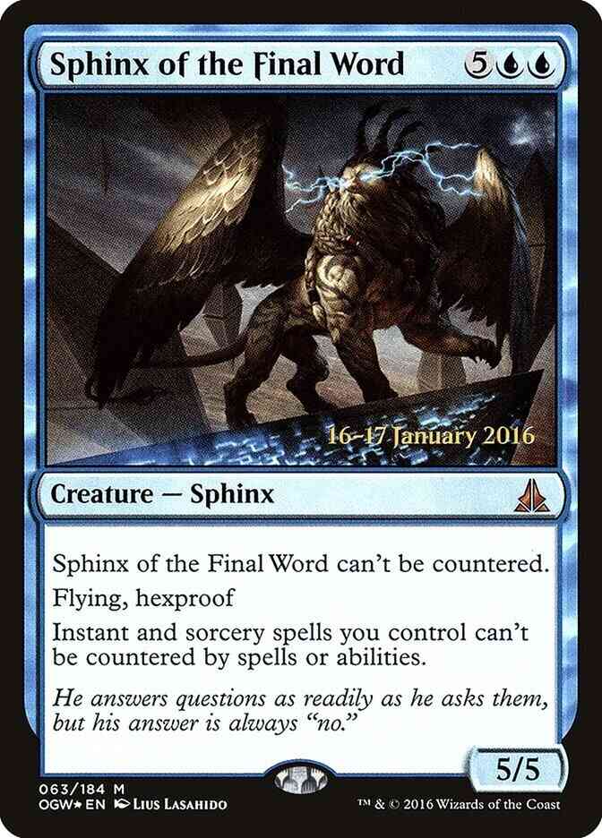 Sphinx of the Final Word [63s] [Oath of the Gatewatch Promos] [Foil]