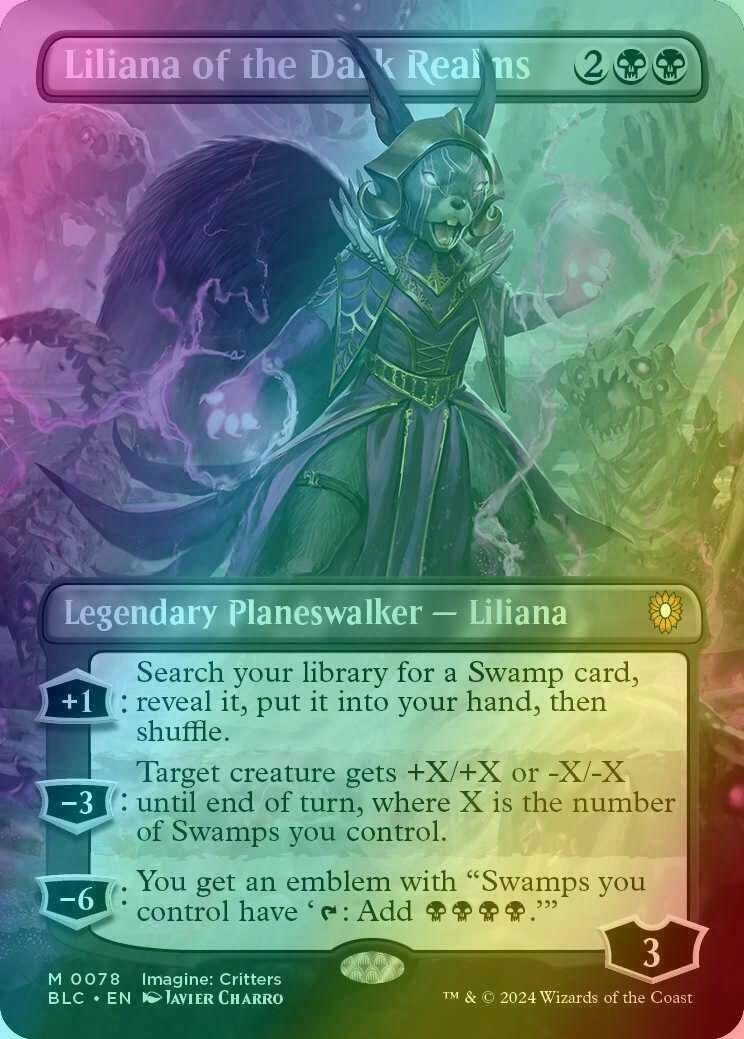 Liliana of the Dark Realms [78] [Borderless] [Imagine: Critters] [Bloomburrow: Commander] [Foil]