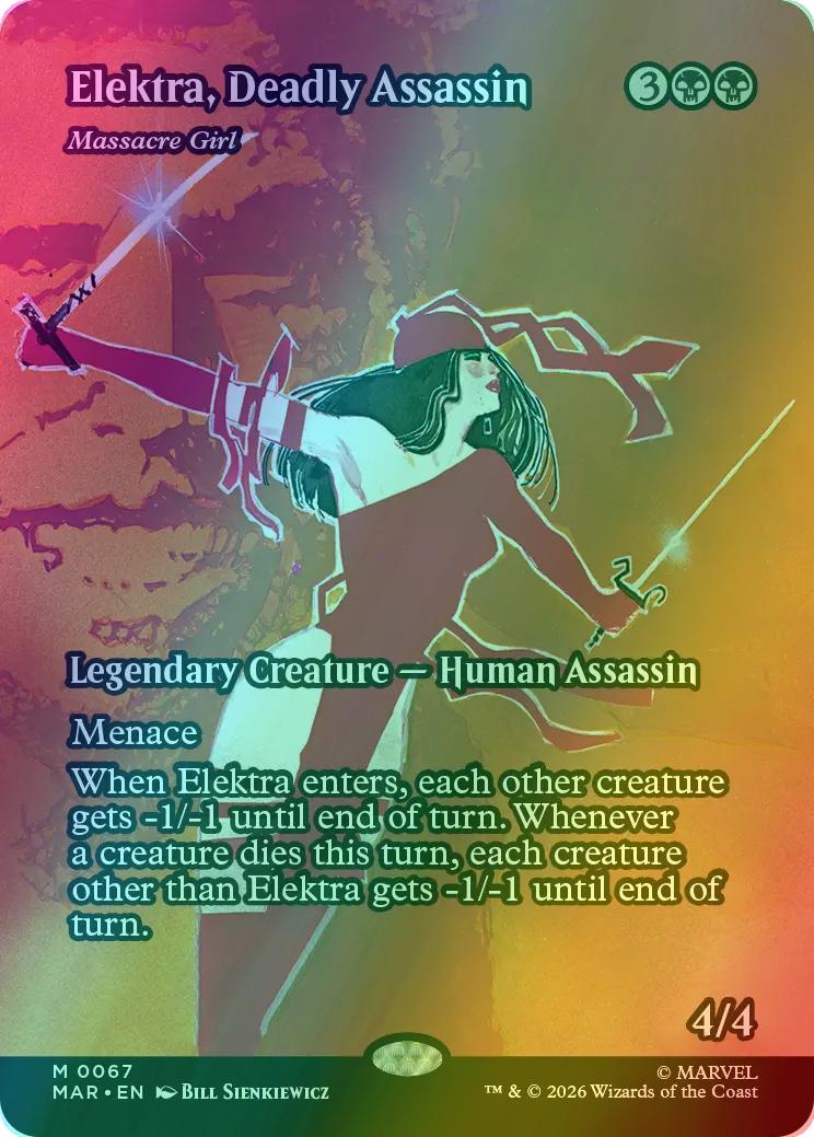 Elektra, Deadly Assassin - Massacre Girl [67] [Borderless] [Source Material] [Marvel Universe] [Foil]