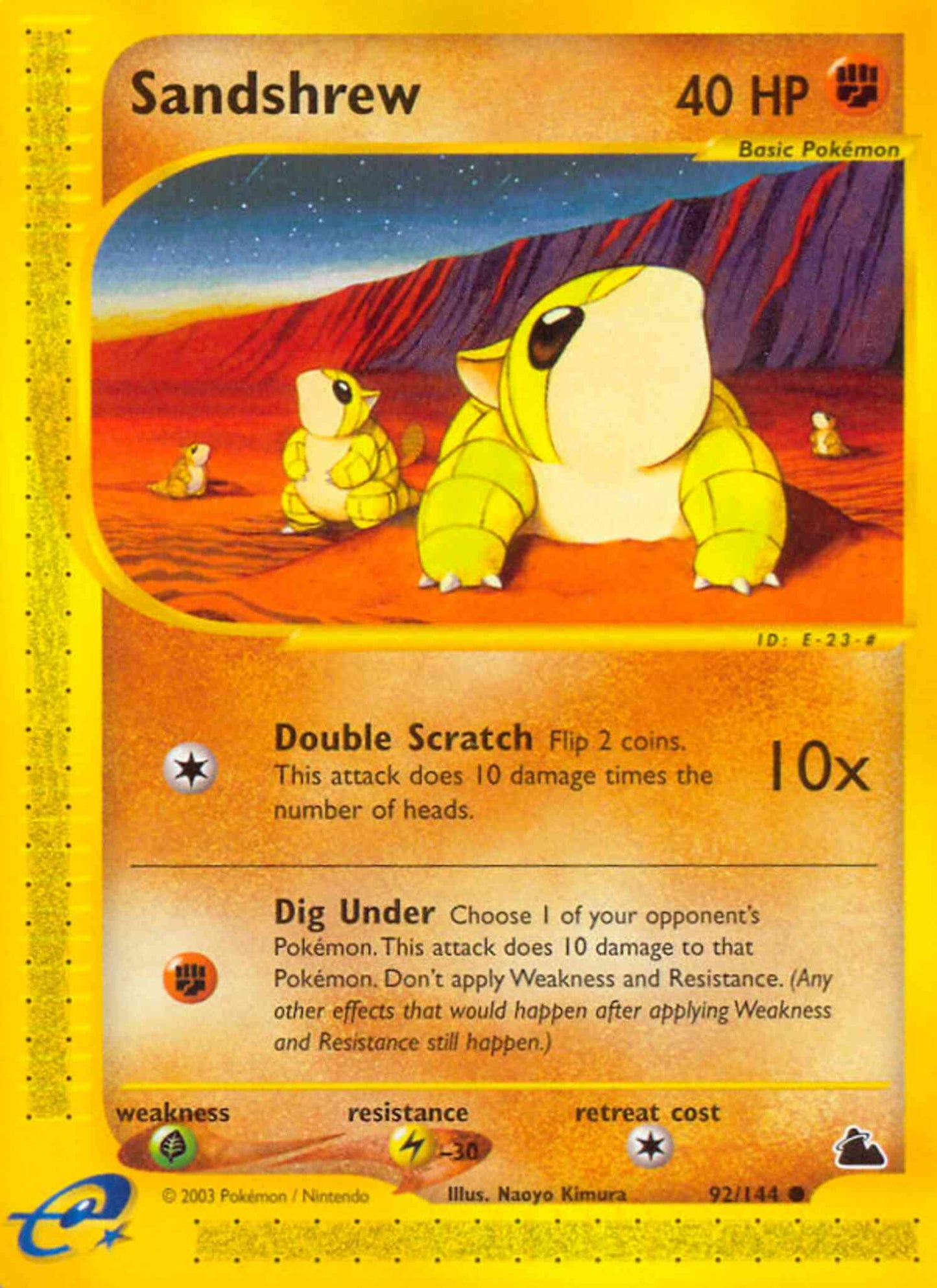 Sandshrew - 92/144 - Common [ecard3-92] [Reverse Holo]
