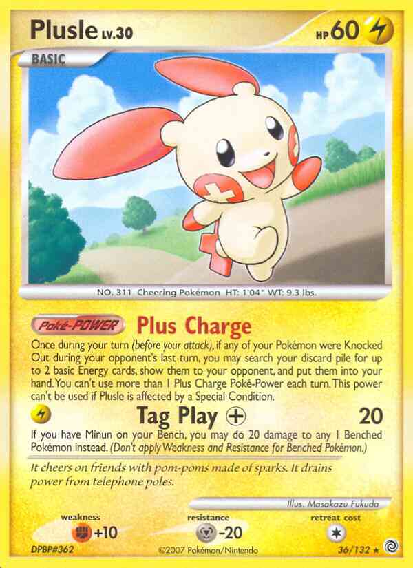 Plusle - 36/132 - Rare [dp3-36] [Reverse Holo]