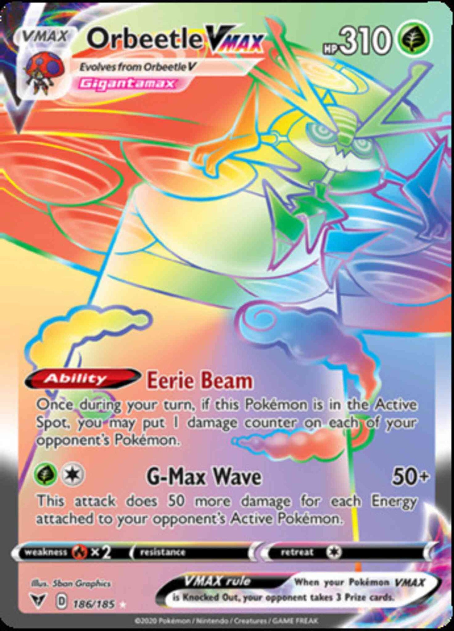 Orbeetle VMAX - 186/185 - Rare Rainbow [swsh4-186] [Secret]
