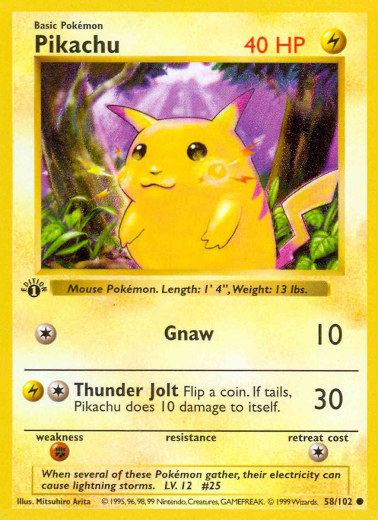 Pikachu - 58/102 - Common - 1st Edition [base1-58] [Non-Holo]