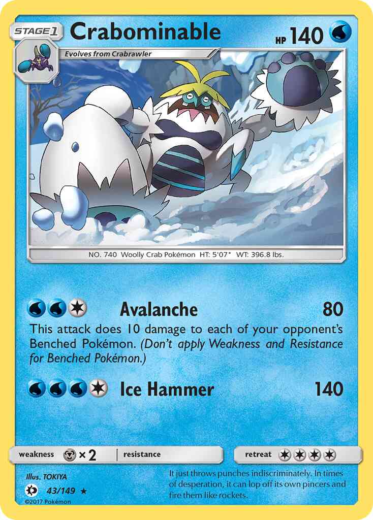 Crabominable - 43/149 - Rare [sm1-43] [Reverse Holo]