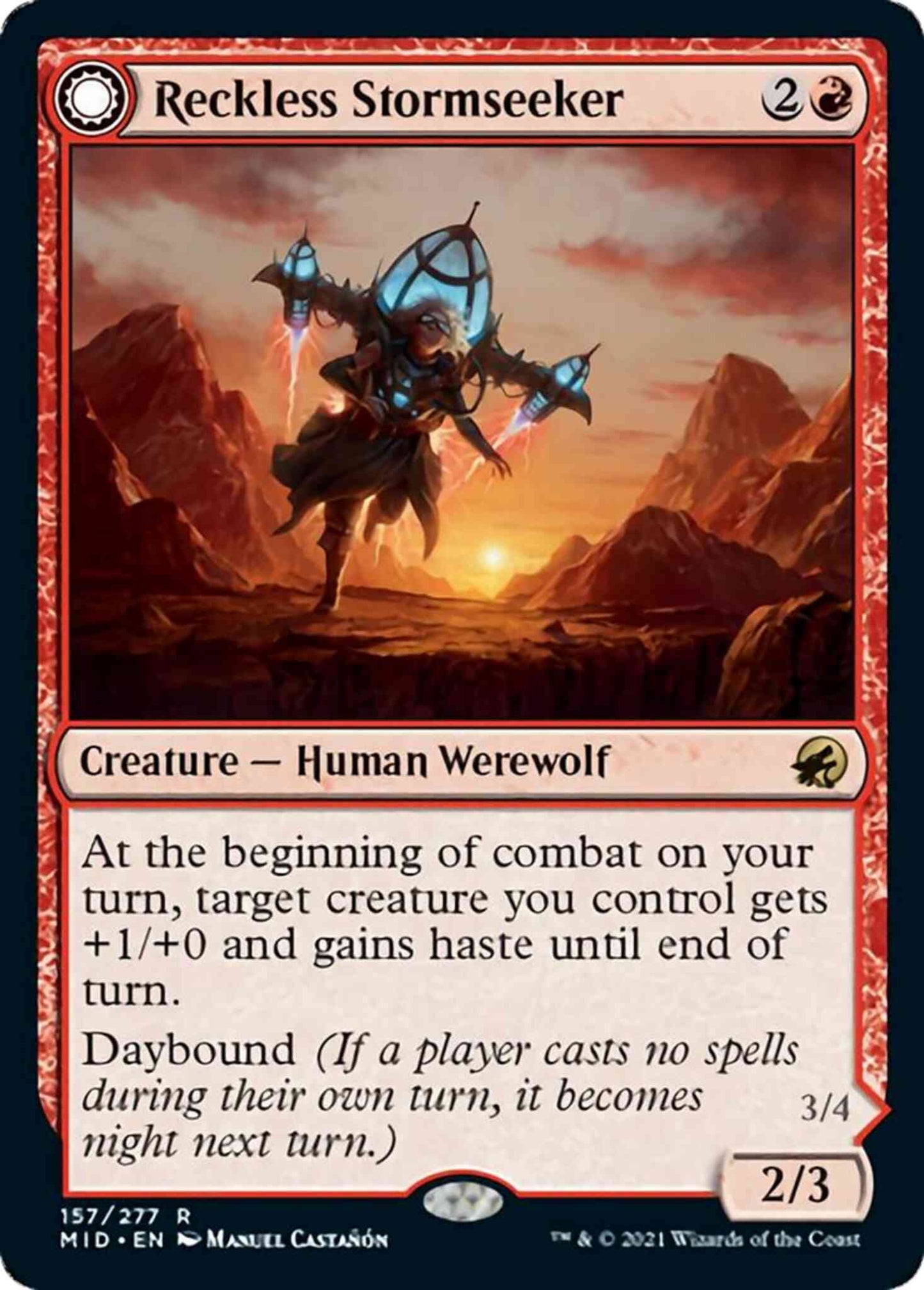 Reckless Stormseeker // Storm-Charged Slasher [157] [Innistrad: Midnight Hunt] [Non-Foil]