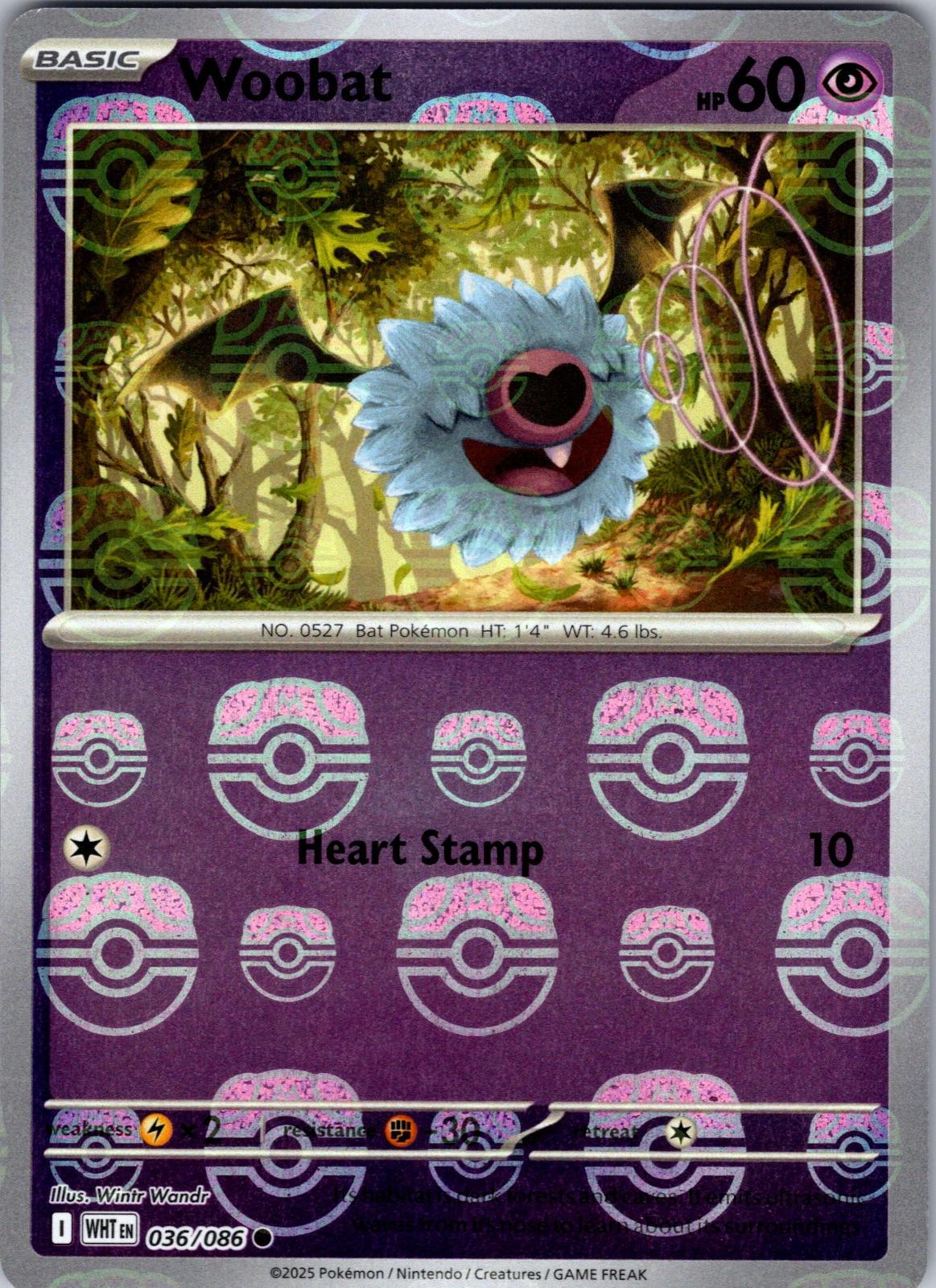 Woobat - Master Ball Pattern - 036/086 - Common [sv105w-036] [Reverse Holo]