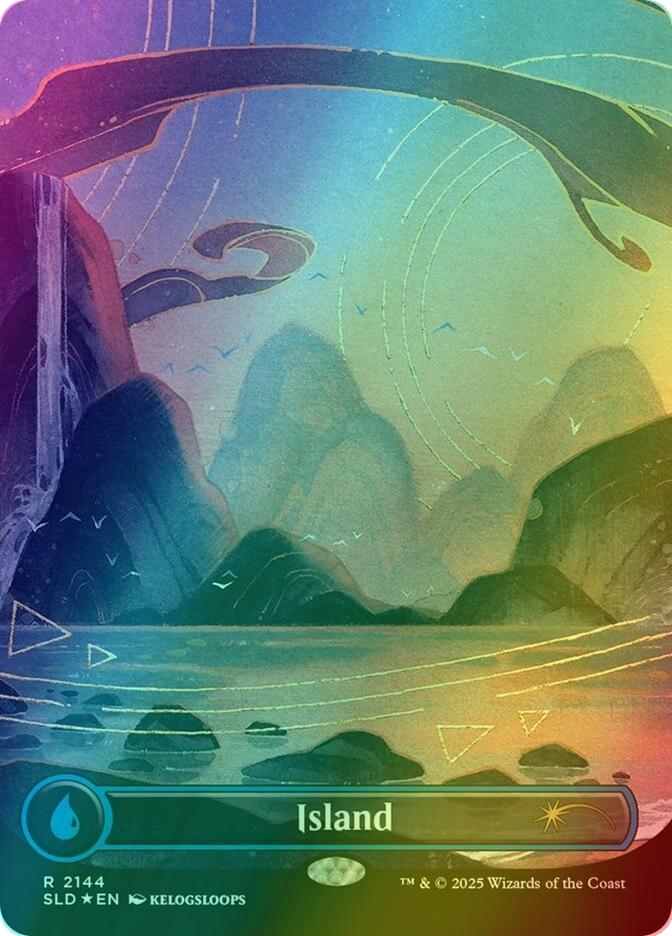 Island [2144] [Borderless] [Dandân Deck] [Secret Lair Drop] [Foil]