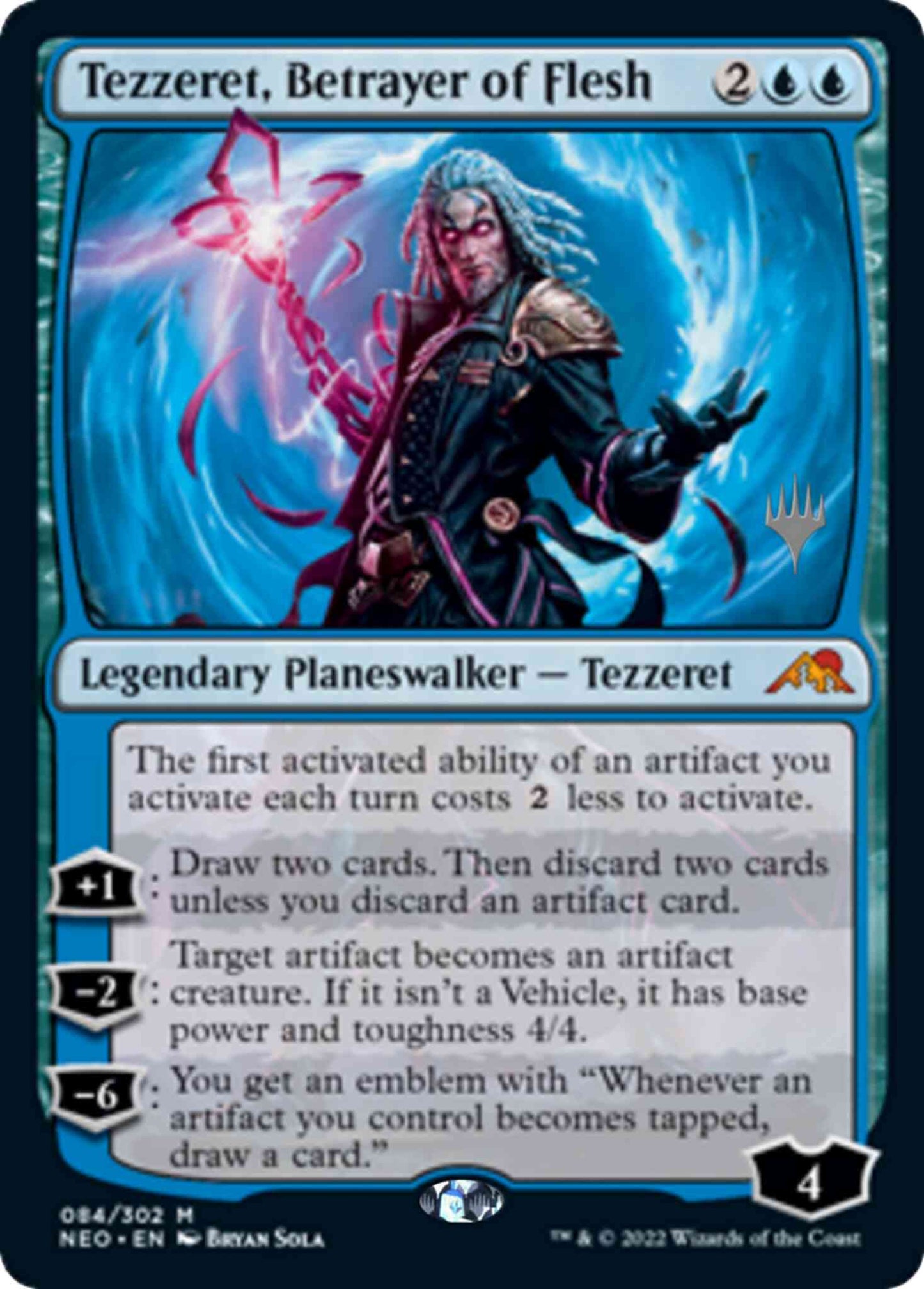 Tezzeret, Betrayer of Flesh [Promo Pack] [84p] [Kamigawa: Neon Dynasty: Promos] [Non-Foil]