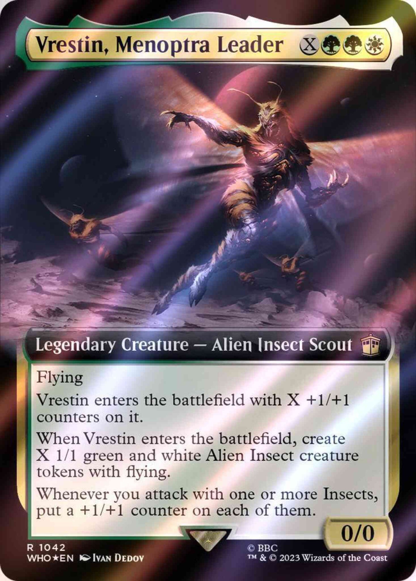 Vrestin, Menoptra Leader [1042] [Extended Art] [Universes Beyond: Doctor Who] [Surge Foil]