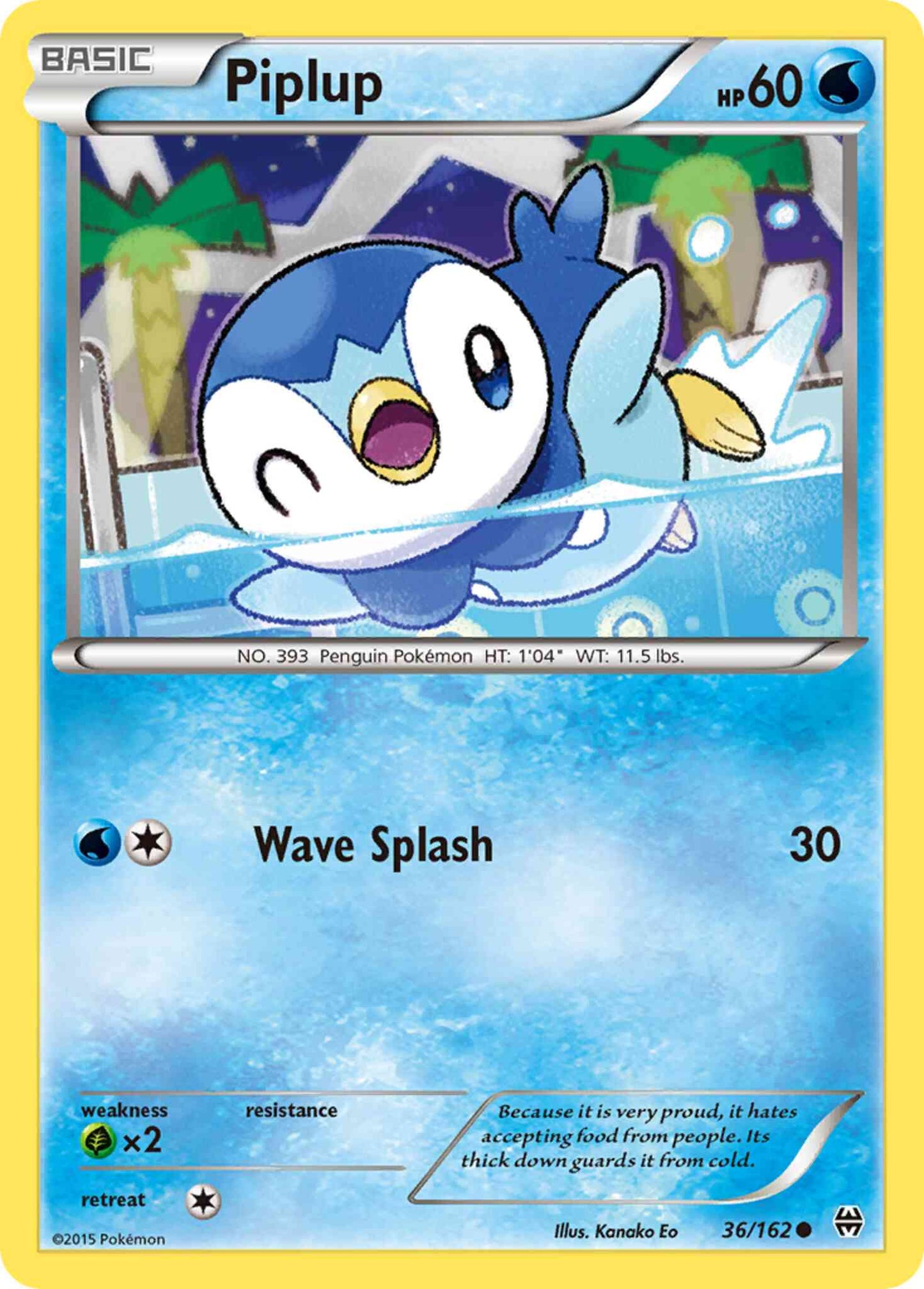 Piplup - 36/162 - Common [xy8-36] [Reverse Holo]