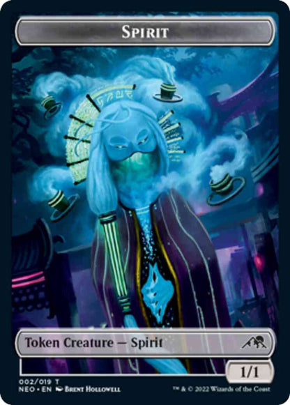 Spirit Token (02) // Treasure Token (17) [Kamigawa: Neon Dynasty: Tokens] [Non-Foil]
