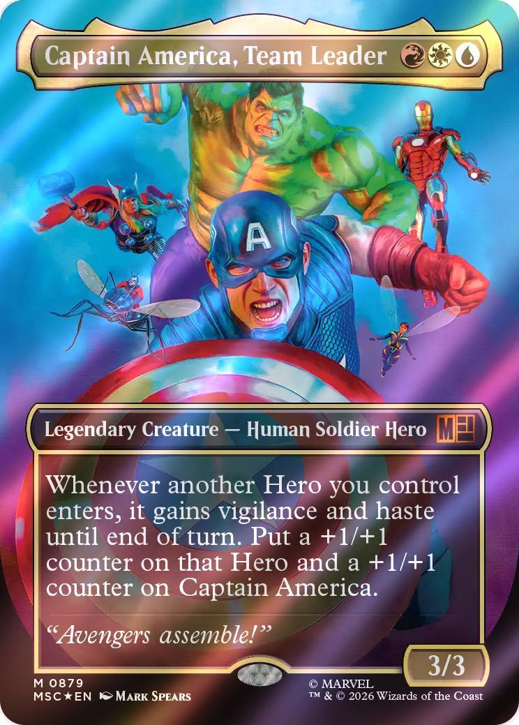 Captain America, Team Leader [879] [Borderless] [Marvel Super Heroes: Commander] [Surge Foil]