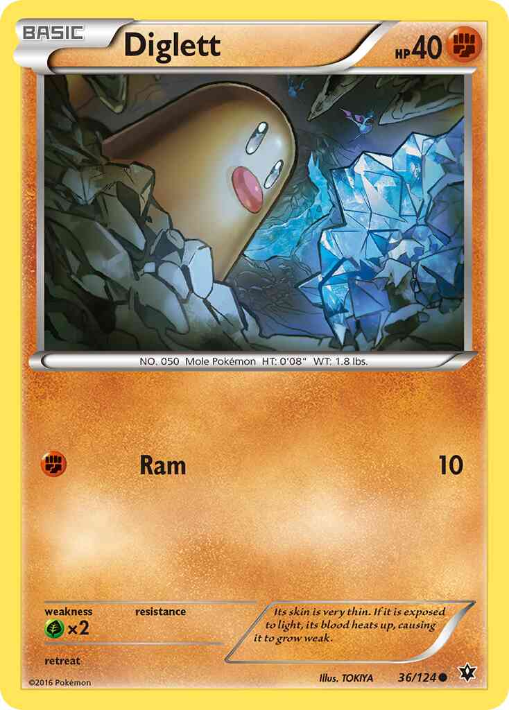 Diglett - 36/124 - Common [xy10-36] [Non-Holo]