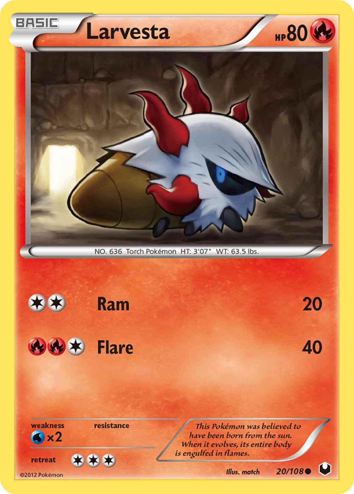Larvesta - 20/108 - Common [bw5-20] [Reverse Holo]