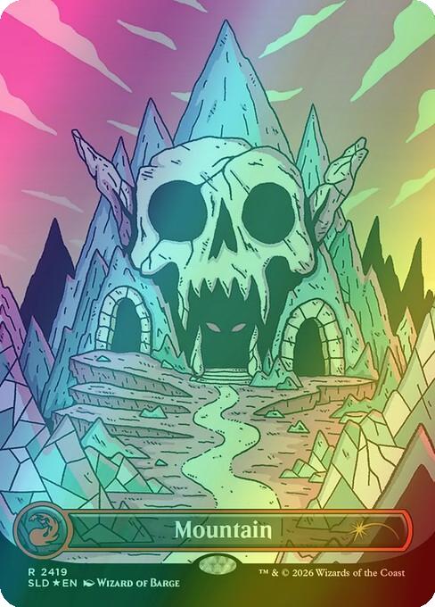 Mountain [2419] [Borderless] [Goblin Storm] [Secret Lair Drop] [Foil]
