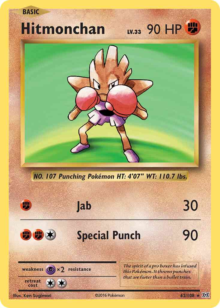 Hitmonchan - 62/108 - Rare Holo [xy12-62] [Reverse Holo]