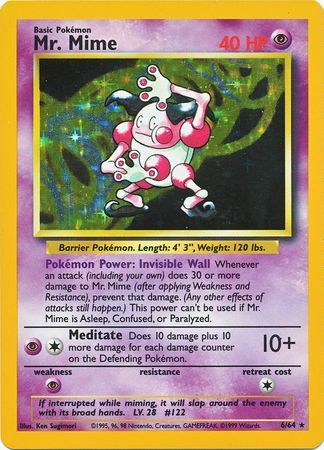 Mr. Mime  - Missing Set Symbol - 6/64 - Rare [base2U-6] [Holo]