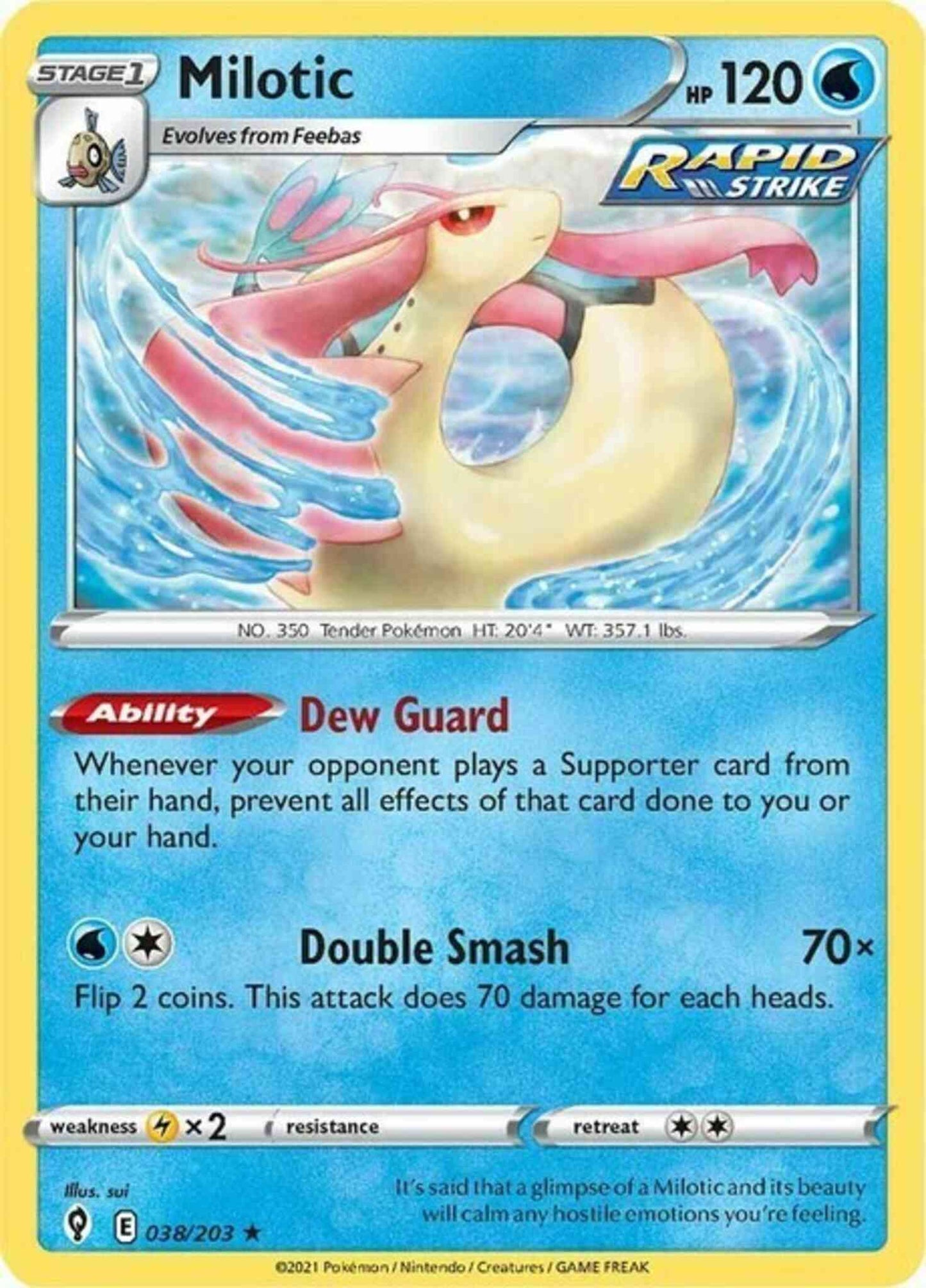 Milotic - 038/203 - Rare [swsh7-038] [Reverse Holo]