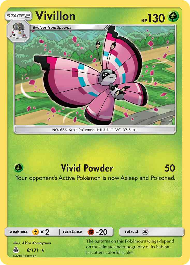 Vivillon - 8/131 - Rare [sm6-8] [Reverse Holo]