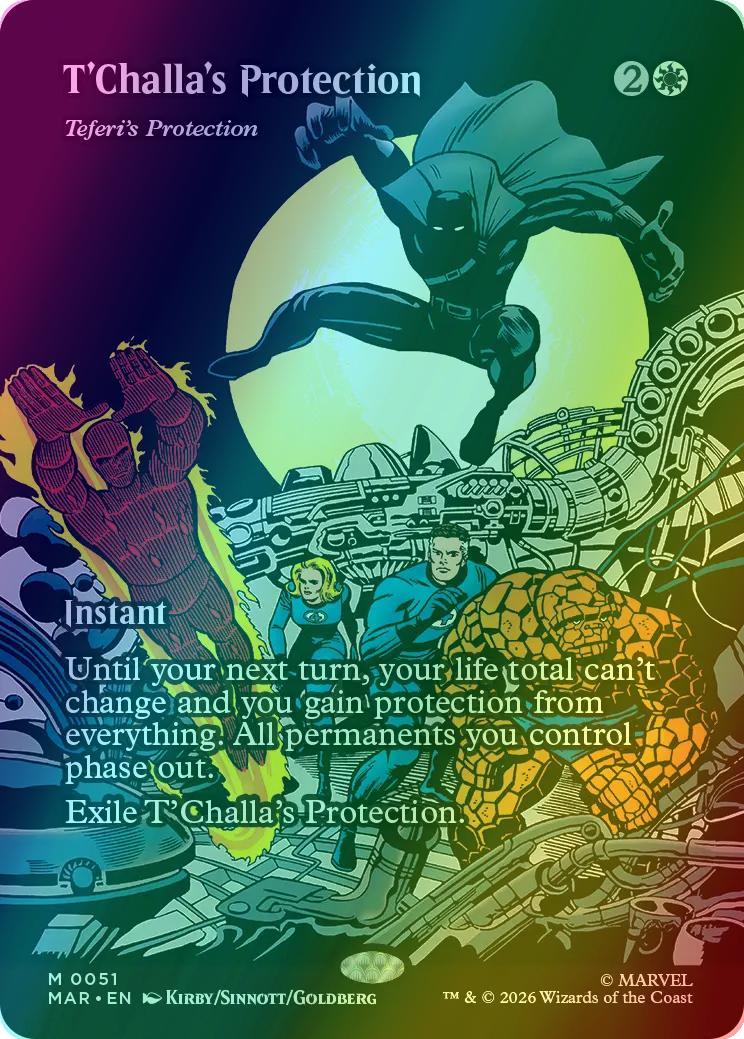 T'Challa's Protection - Teferi's Protection [51] [Borderless] [Source Material] [Marvel Universe] [Foil]