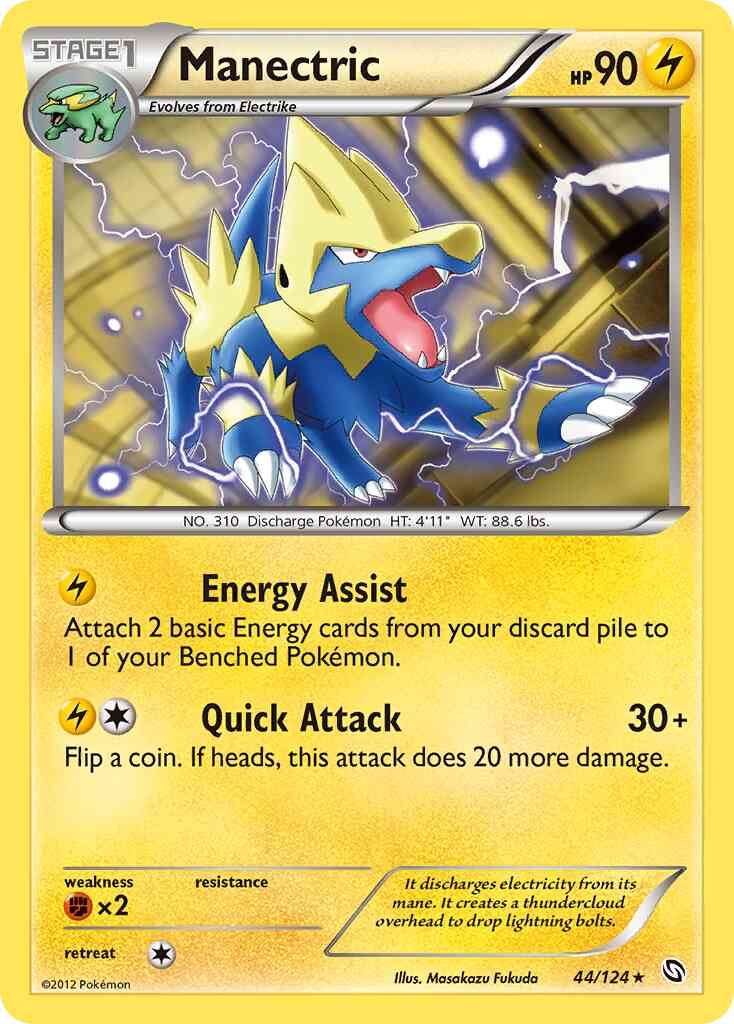 Manectric - 44/124 - Rare [bw6-44] [Reverse Holo]