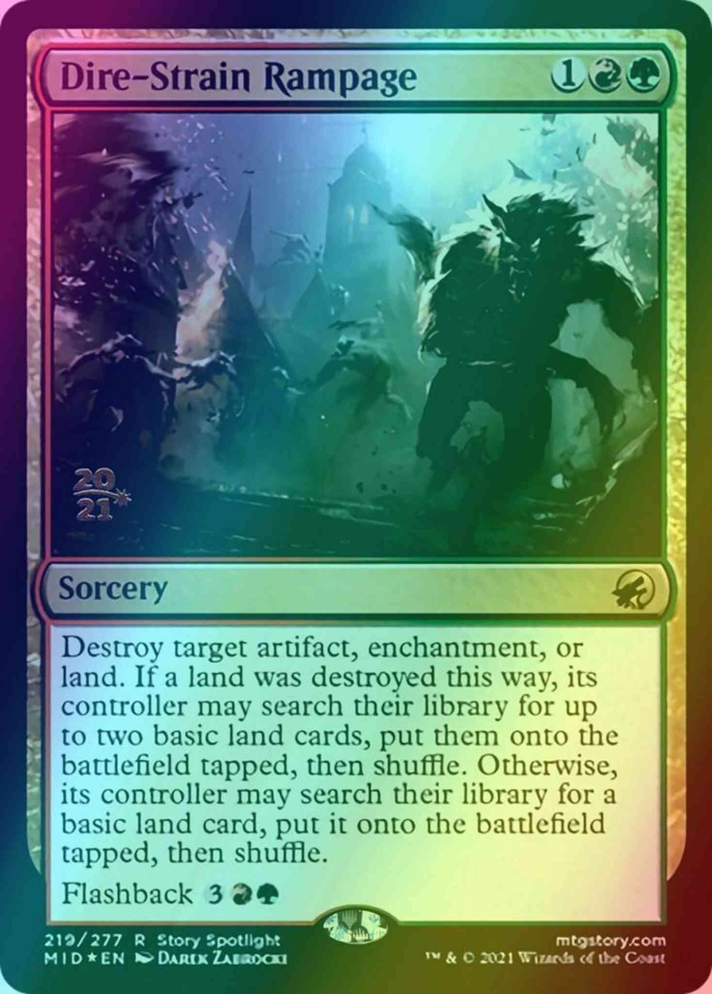 Dire-Strain Rampage [Prerelease] [219s] [Innistrad: Midnight Hunt Promos] [Foil]