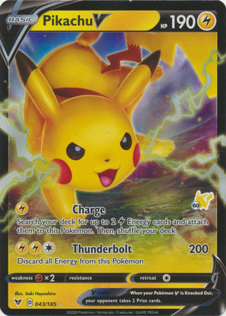 Pikachu V - 43/185 - Rare Ultra - Pikachu Stamp [ba02-PIK60] [Ultra]