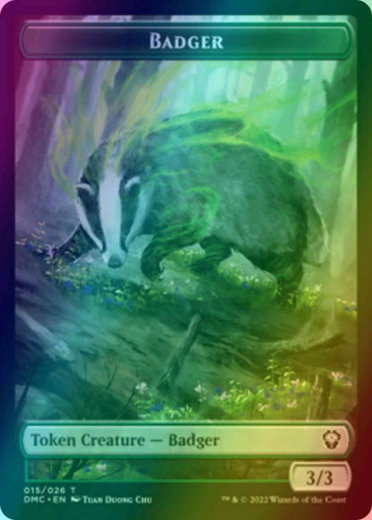 Badger Token (15) // Bird Token (02) [DMC/DMU Set Symbol] [Dominaria United: Tokens] [Foil]