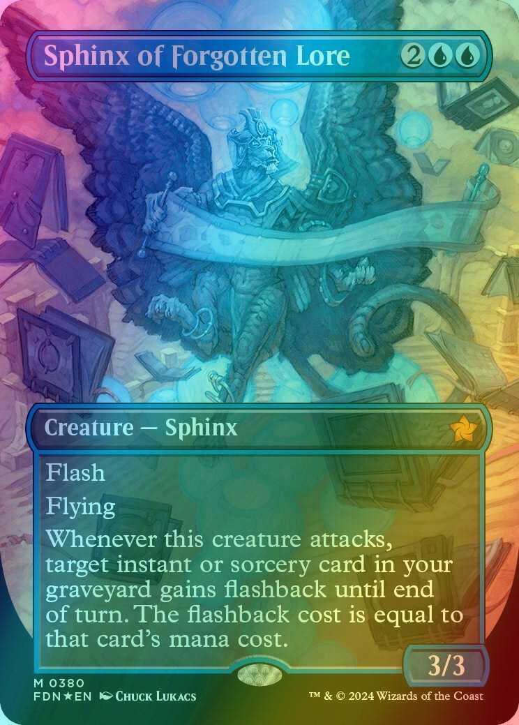 Sphinx of Forgotten Lore [380] [Borderless] [Foundations] [Mana Foil]
