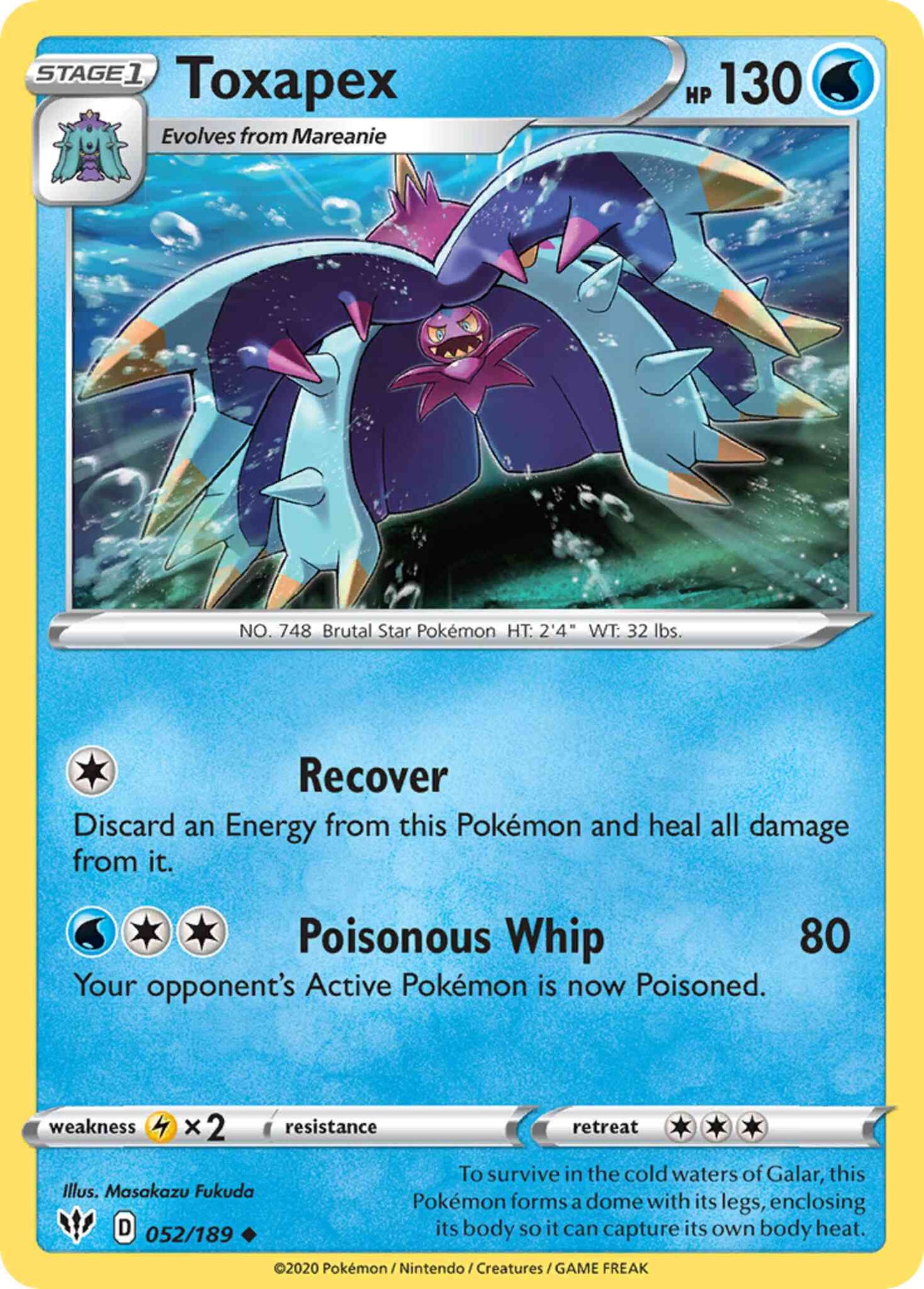 Toxapex - 052/189 - Uncommon [swsh3-052] [Reverse Holo]