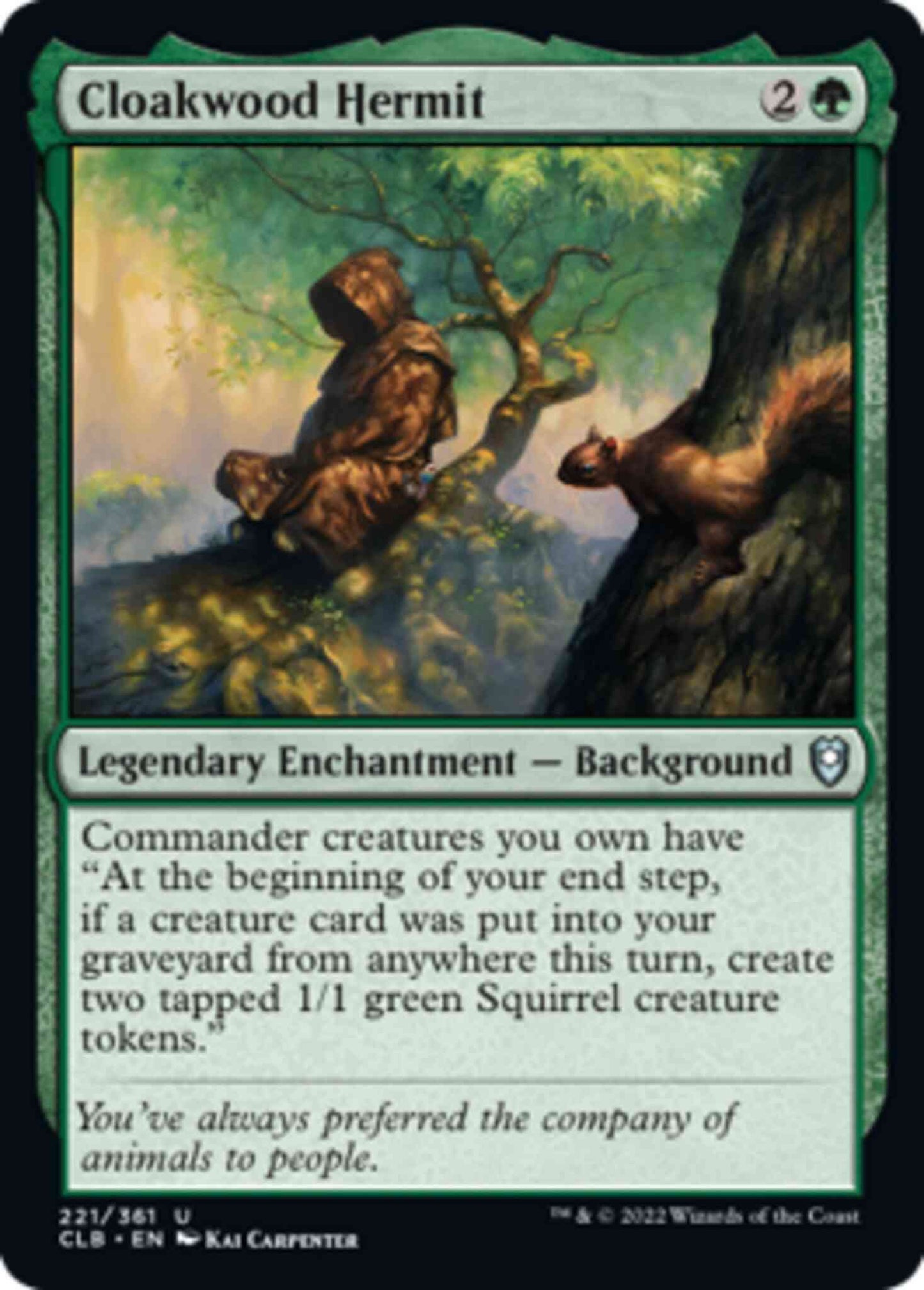 Cloakwood Hermit [221] [Commander Legends: Battle for Baldur's Gate] [Non-Foil]