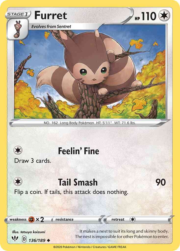 Furret - 136/189 - Uncommon [swsh3-136] [Non-Holo]