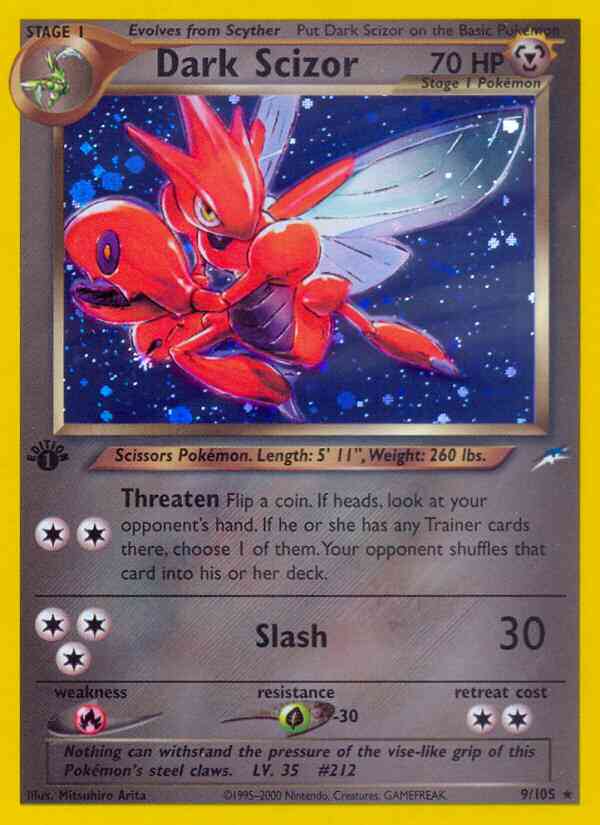 Dark Scizor - 9/105 - Rare - 1st Edition [neo4-9] [Holo]