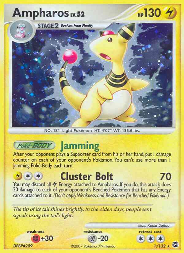 Ampharos - 1/132 - Rare Holo [dp3-1] [Reverse Holo]