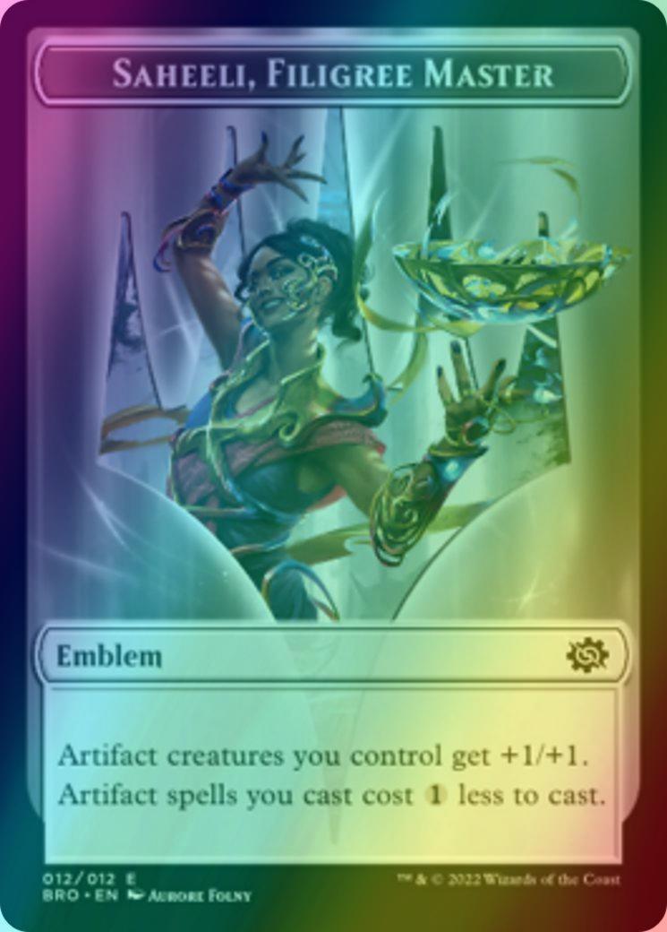Powerstone Token (07) // Saheeli, Filigree Master Emblem (12) [The Brothers' War: Tokens] [Foil]