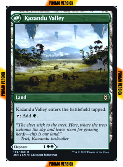 Kazandu Mammoth // Kazandu Valley [Prerelease] [189s] [Zendikar Rising Promos] [Foil]