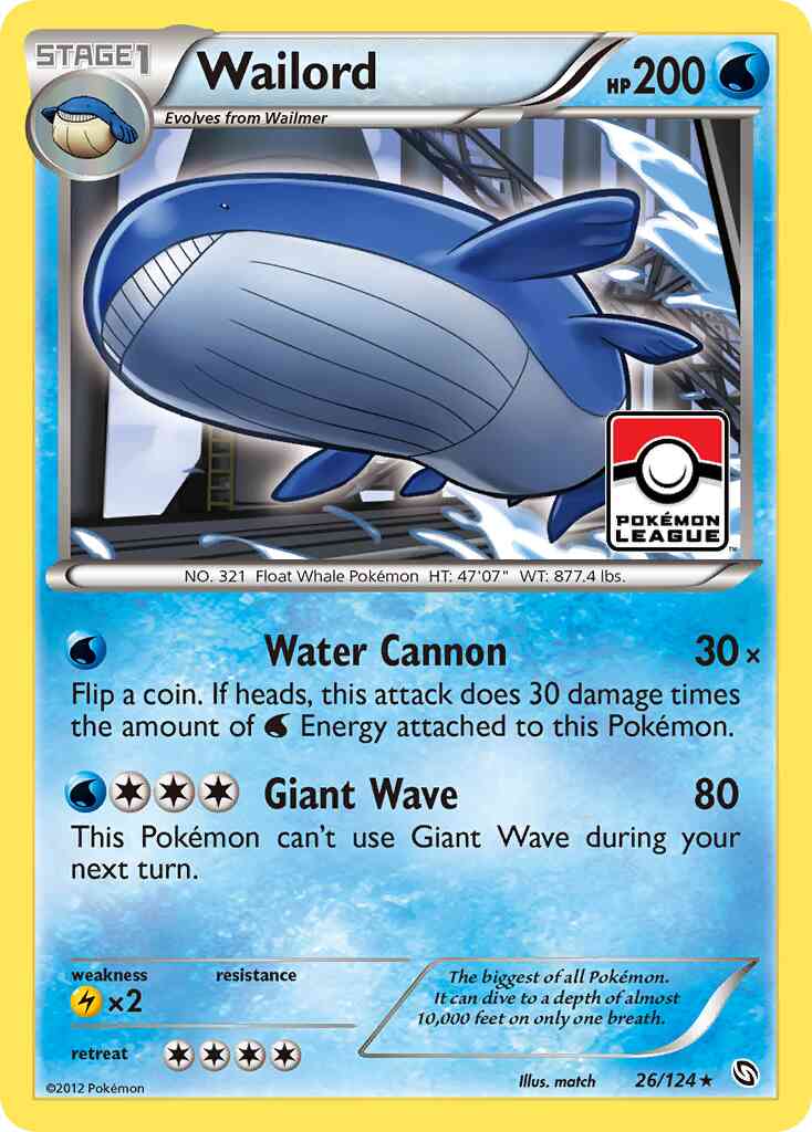 Wailord - 26/124 - Rare Holo [bw6-26] [Reverse Holo]