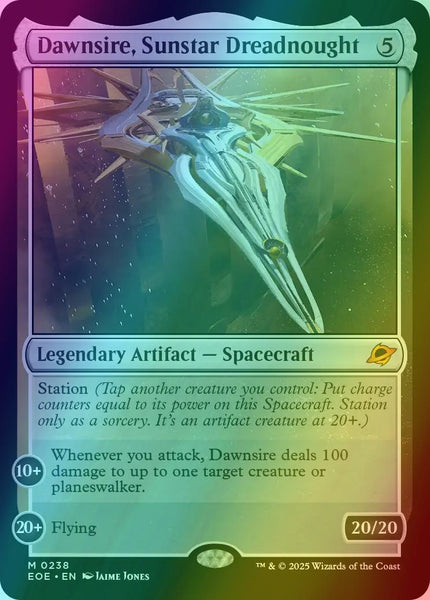 dawnsire mtg card Dawnsire, Sunstar Dreadnought [238] [Edge of Eternities] [Foil] – Face to Face Games premium-booster so you don’t lose Holo MTG Post Malone Style:Planeswalker Party