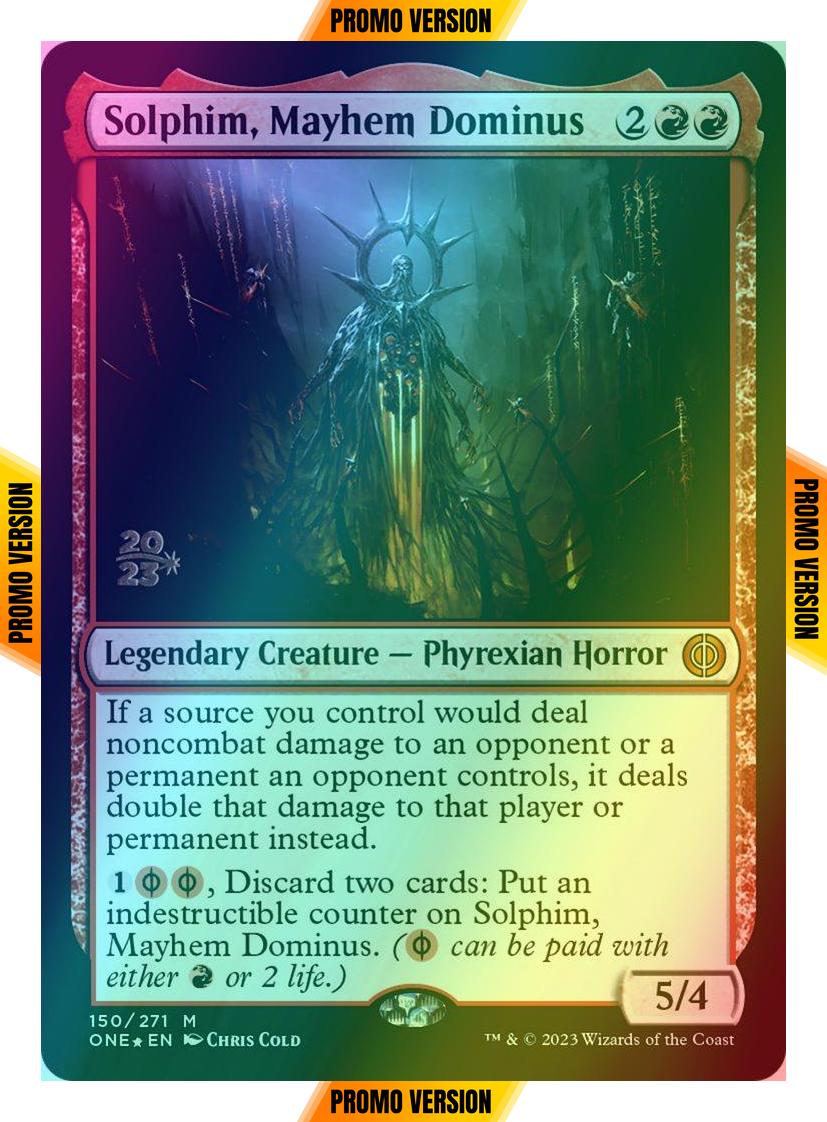 Solphim, Mayhem Dominus [150s] [Prerelease] [Phyrexia: All Will Be One: Promos] [Foil]